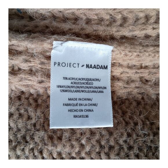 Naadam tProject Sweater Mock Neck Long Sleeve Hi-Lo Hem Knit Tan Camel Womens XS - Picture 4 of 4